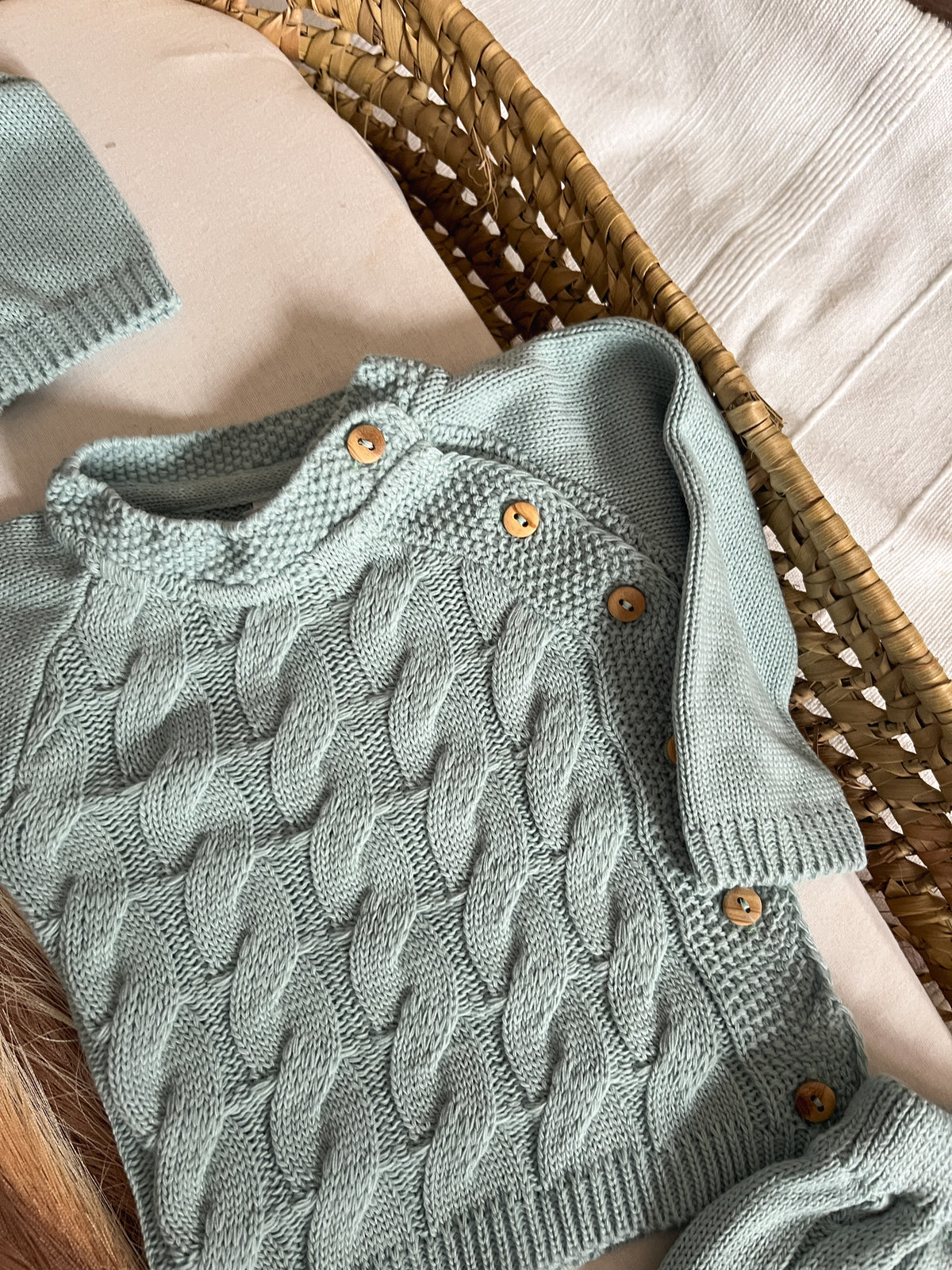 Conjunto de malha 3 peças bebé verde