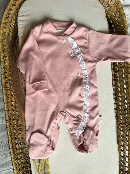 Babygrow de algodão bebé rosa