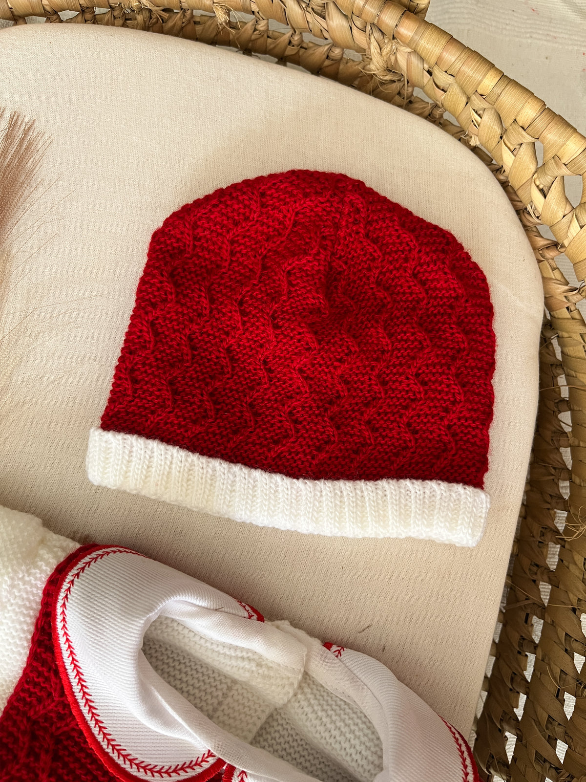 Conjunto de malha 3 peças bebé vermelho