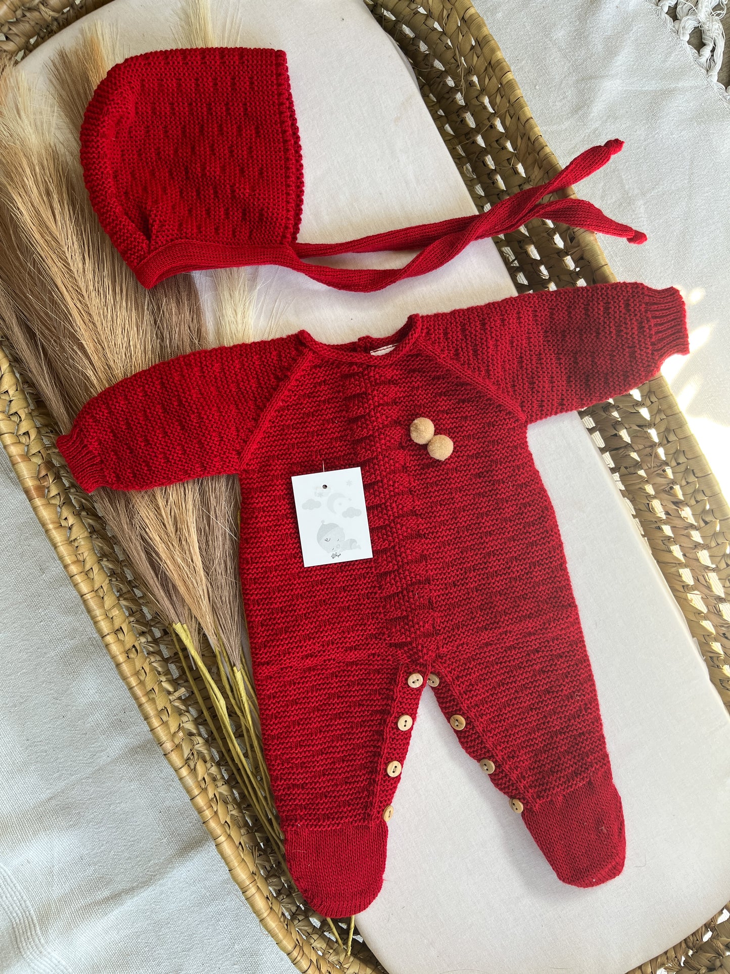 Conjunto de malha saída de maternidade 2 peças vermelho