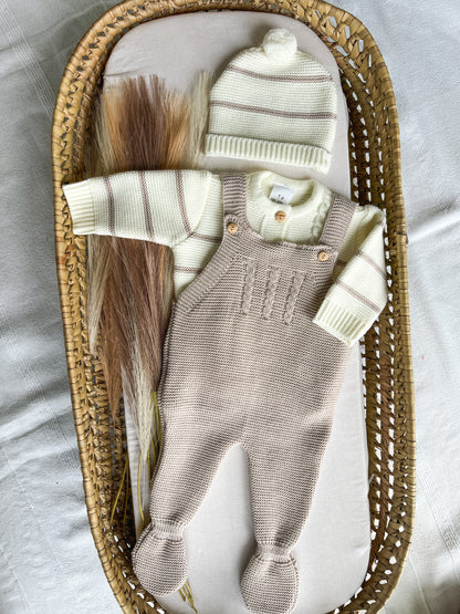 Conjunto de malha 3 peças bebé bege