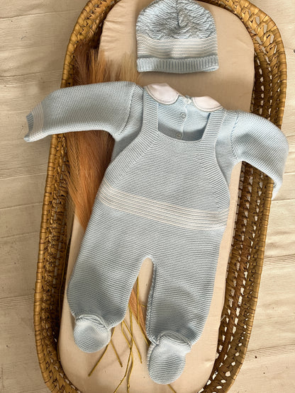 Conjunto de malha 3 peças bebé azul