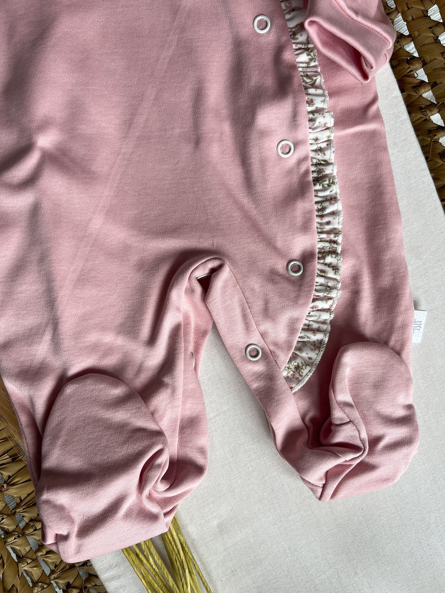 Babygrow de algodão bebé rosa