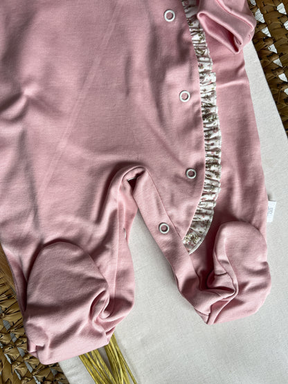 Babygrow de algodão bebé rosa