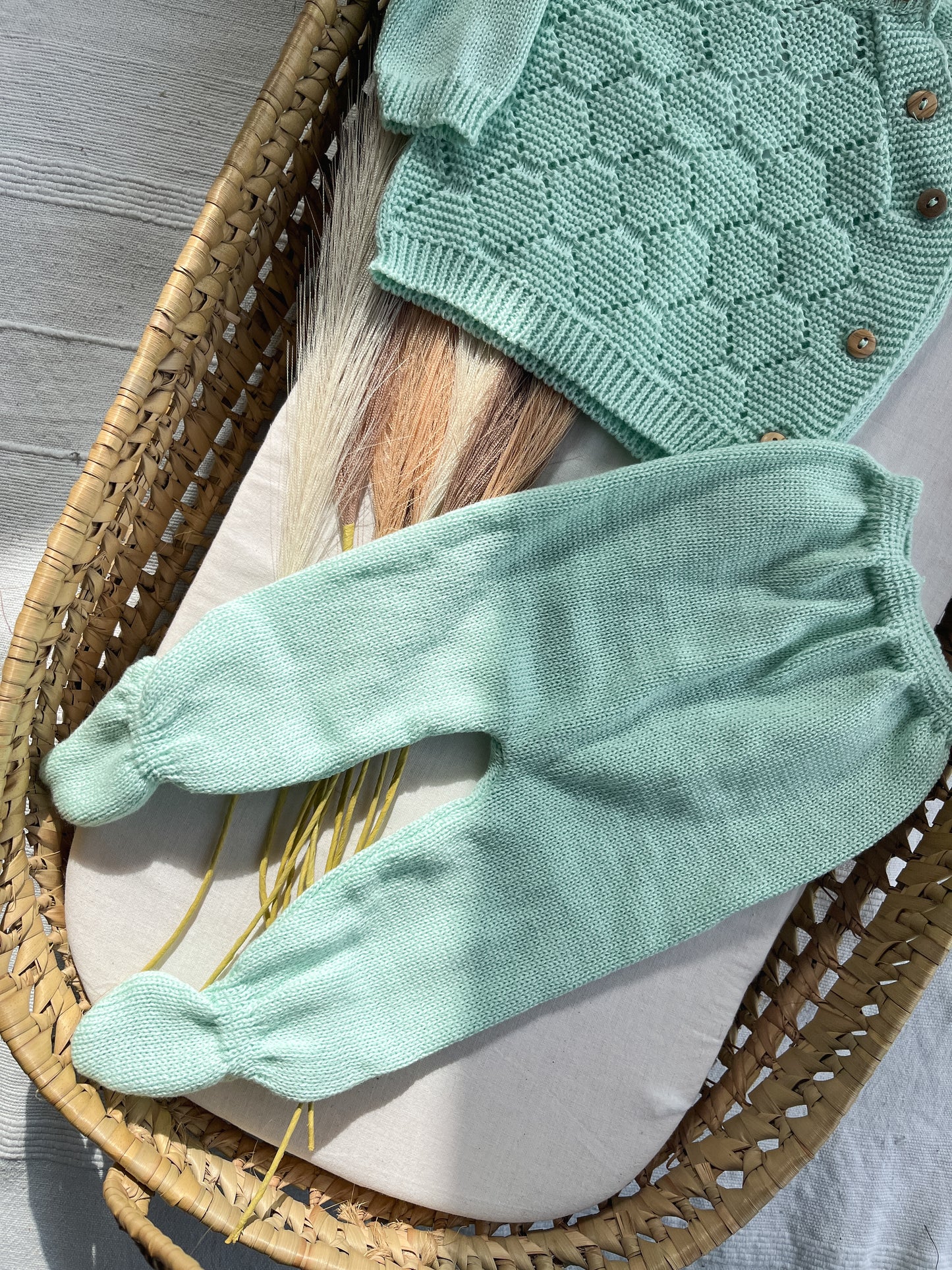 Conjunto de malha bebé 3 peças verde