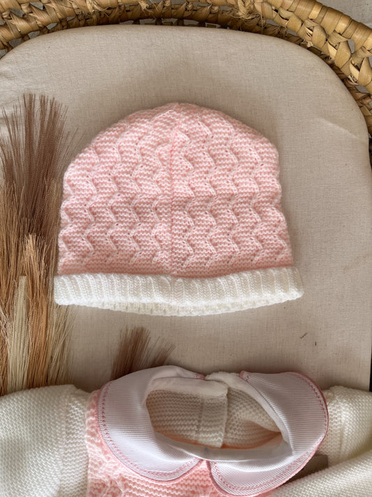 Conjunto de malha 3 peças bebé rosa