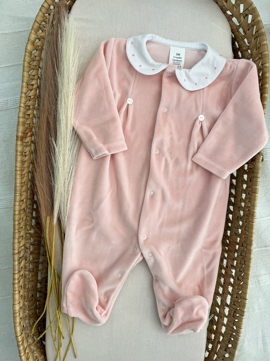Babygrow de veludo bebé rosa