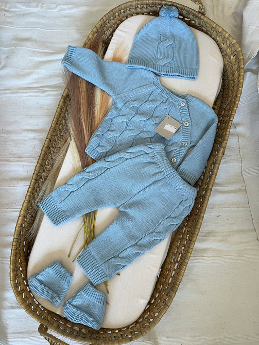 Conjunto de malha 4 peças bebé azul