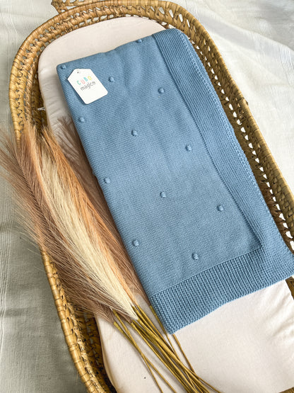 Manta de malha azul para bebé personalizável com nome