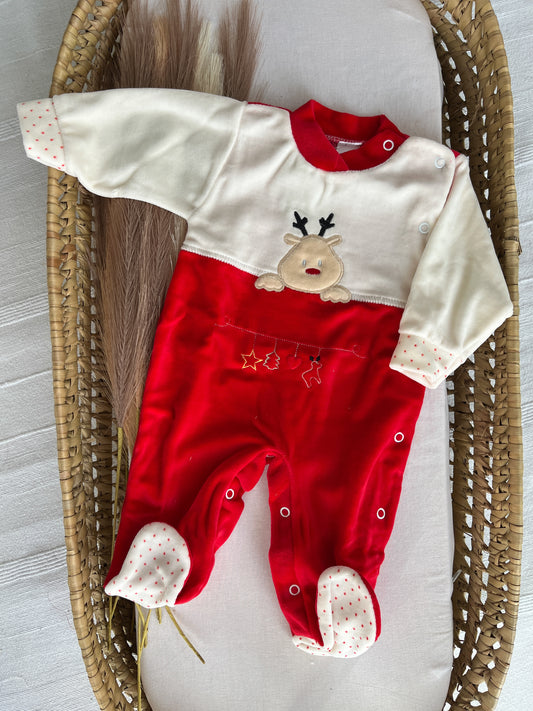 Babygrow de veludo bebé vermelho Natal