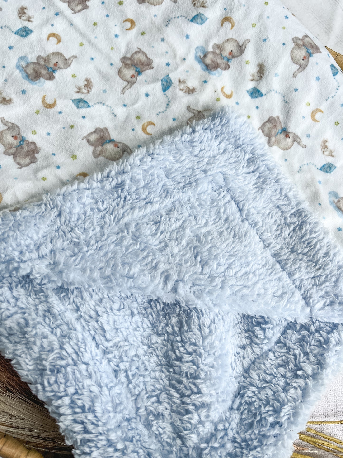Manta polar bebé azul com pelo