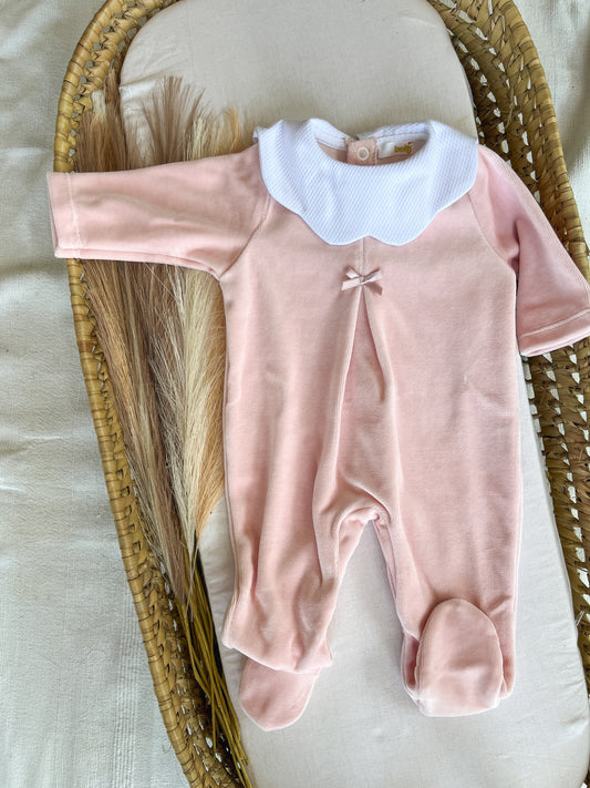 Babygrow de veludo bebé rosa velho