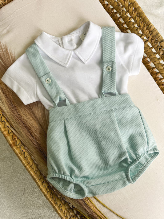 Conjunto de camisola com tapa fralda bebé verde