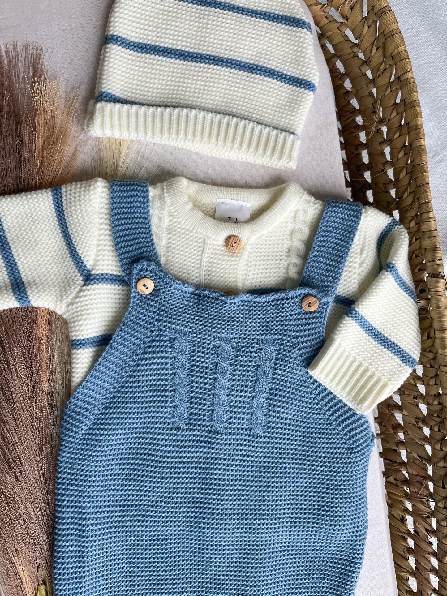 Conjunto de malha 3 peças bebé azul