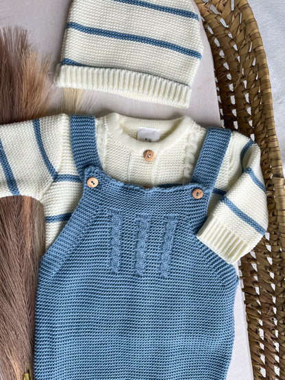 Conjunto de malha 3 peças bebé azul