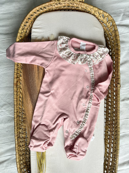 Babygrow de algodão bebé rosa