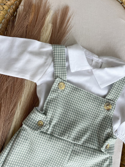 Conjunto de jardineira com camisola bebé menino verde