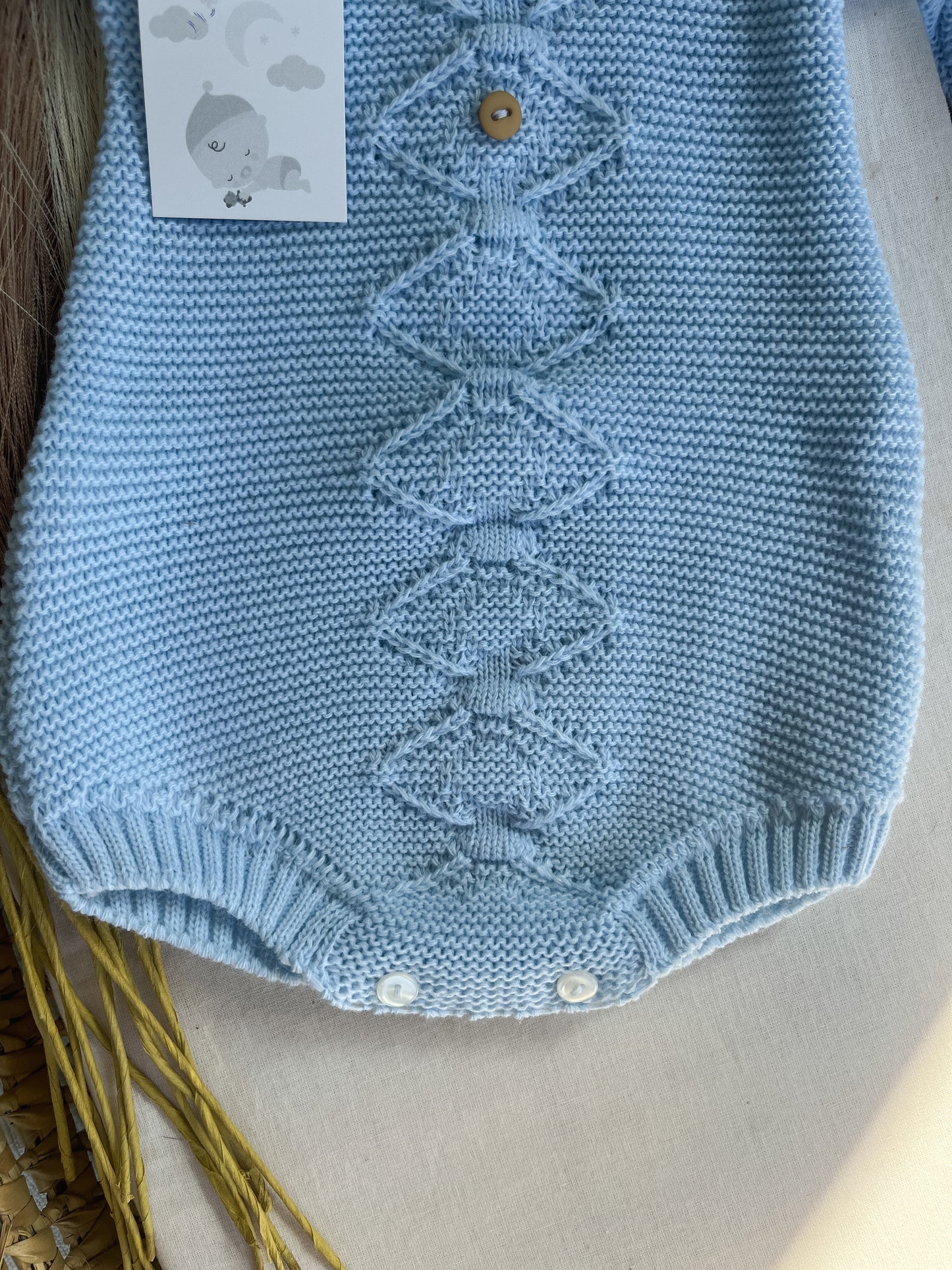 Conjunto de malha 2 peças fofo e gorro azul
