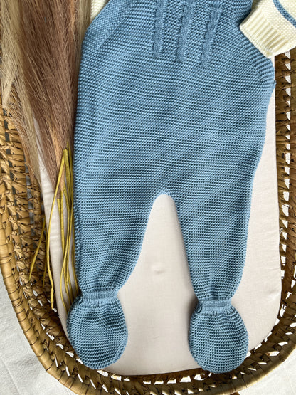 Conjunto de malha 3 peças bebé azul