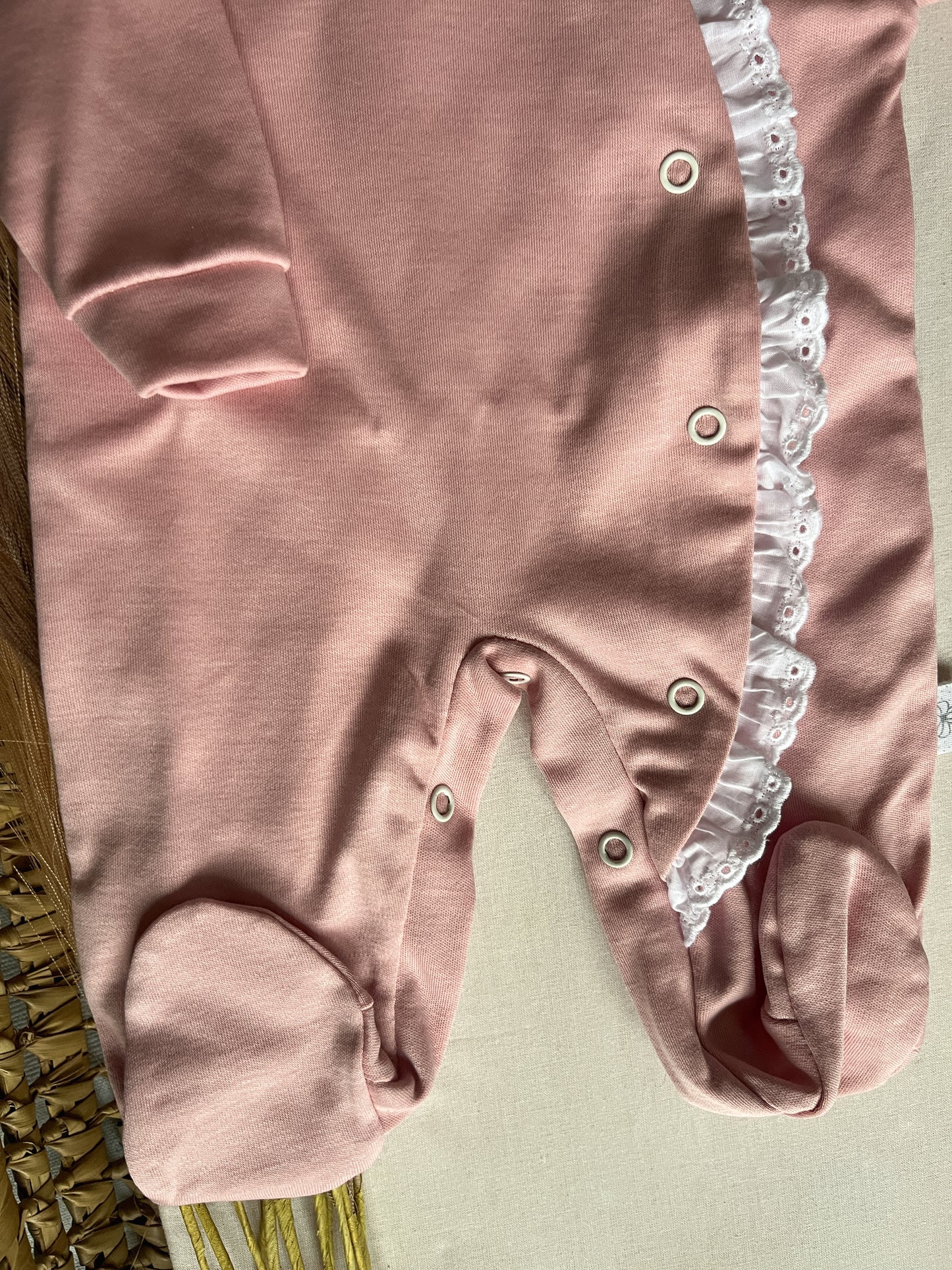 Babygrow de algodão bebé rosa