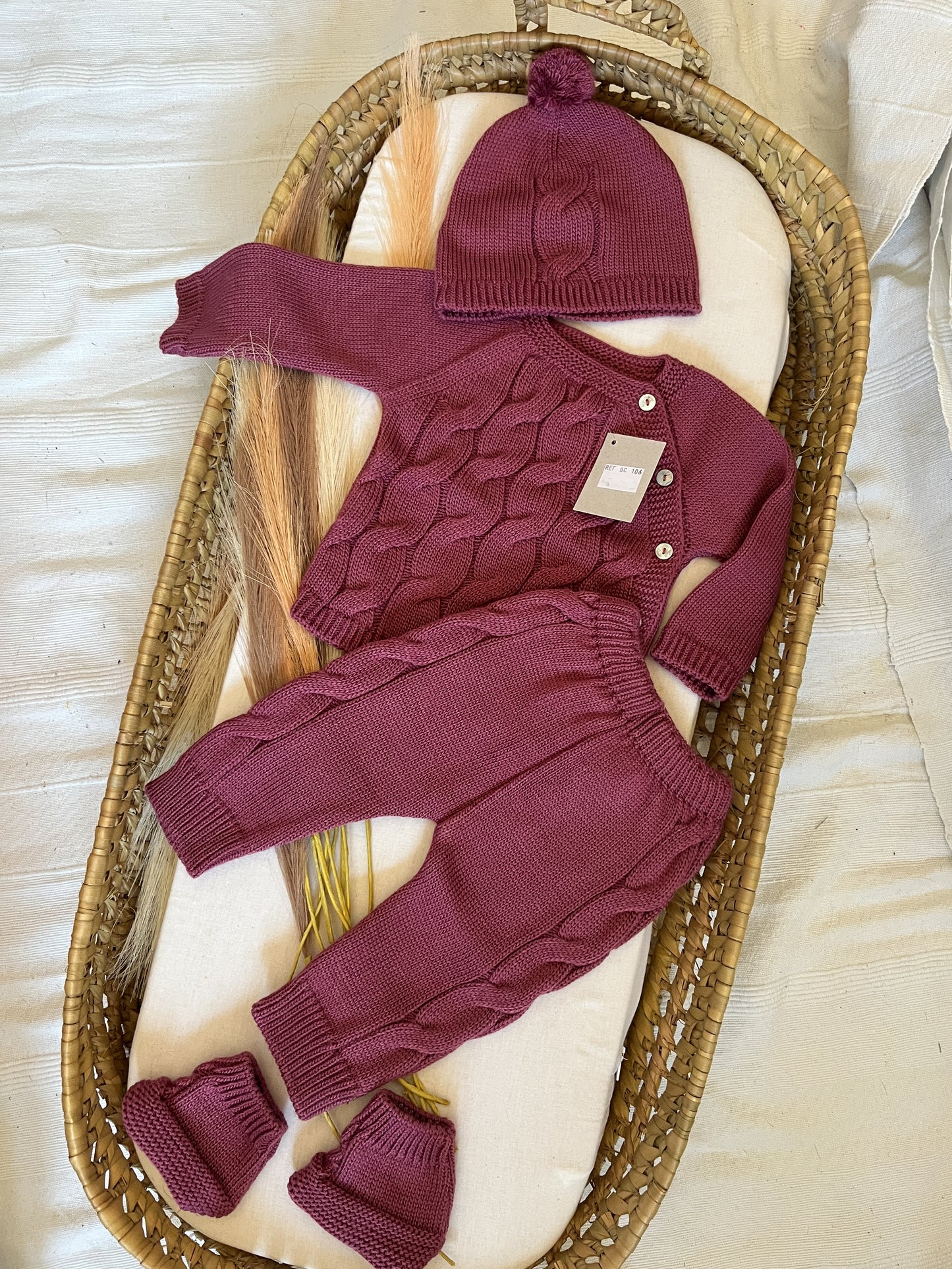 Conjunto de malha 4 peças bebé rosa