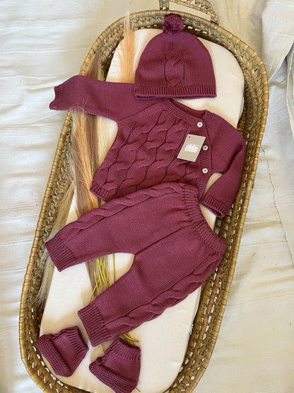 Conjunto de malha 4 peças bebé rosa