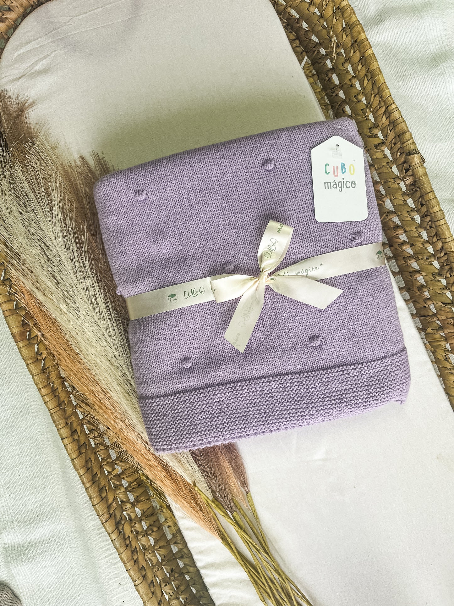 Manta de malha lavanda para bebé personalizável com nome