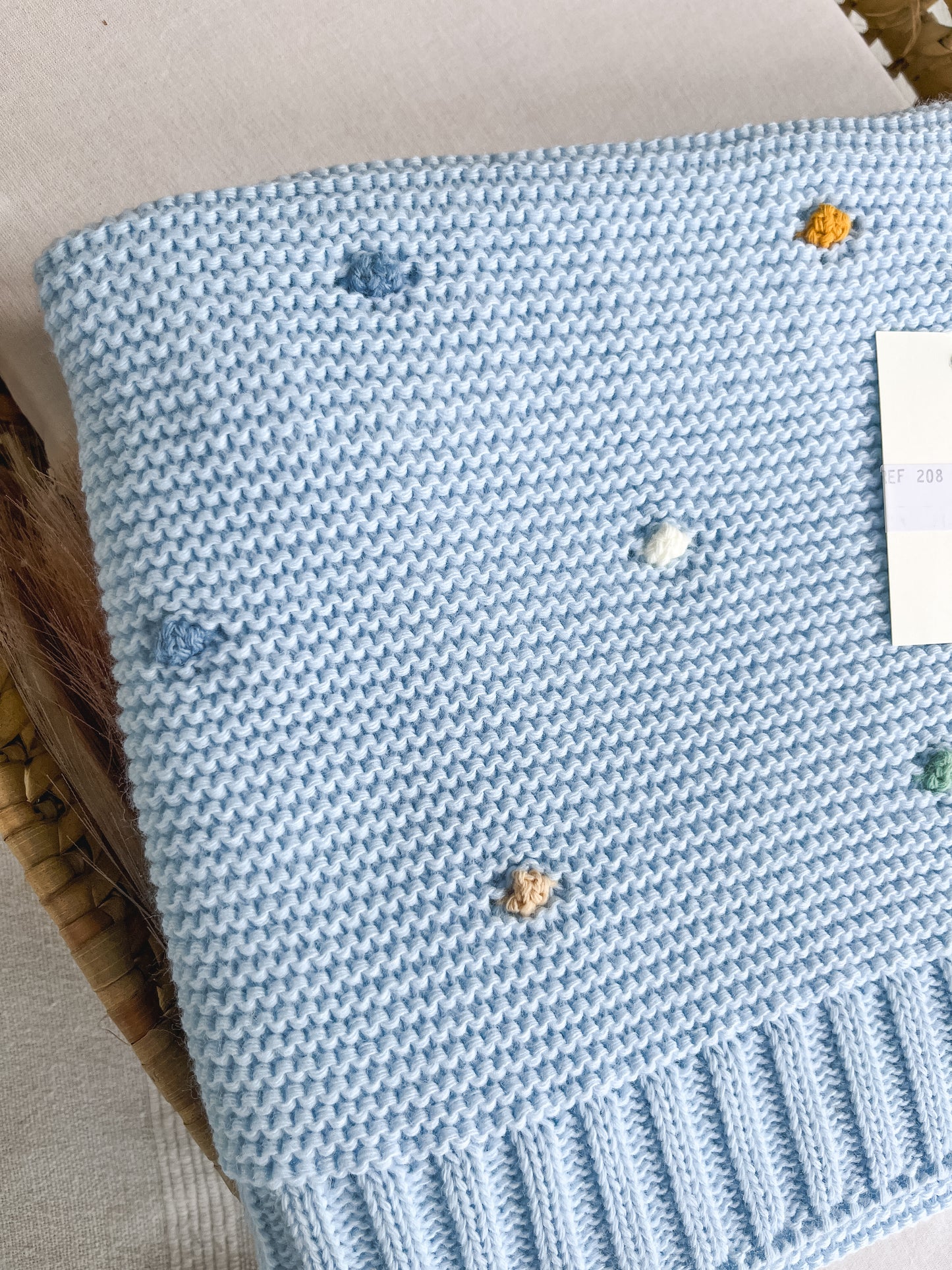 Manta de malha azul para bebé personalizável com nome