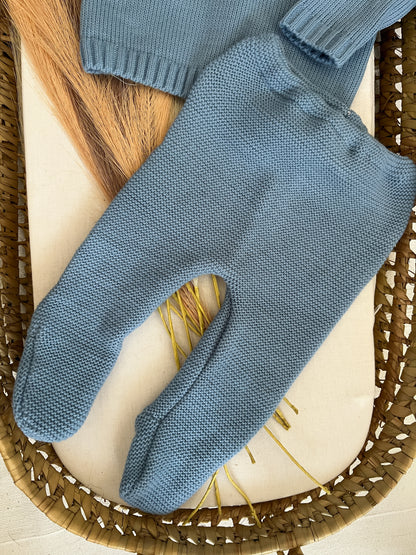Conjunto de malha 2 peças bebé azul