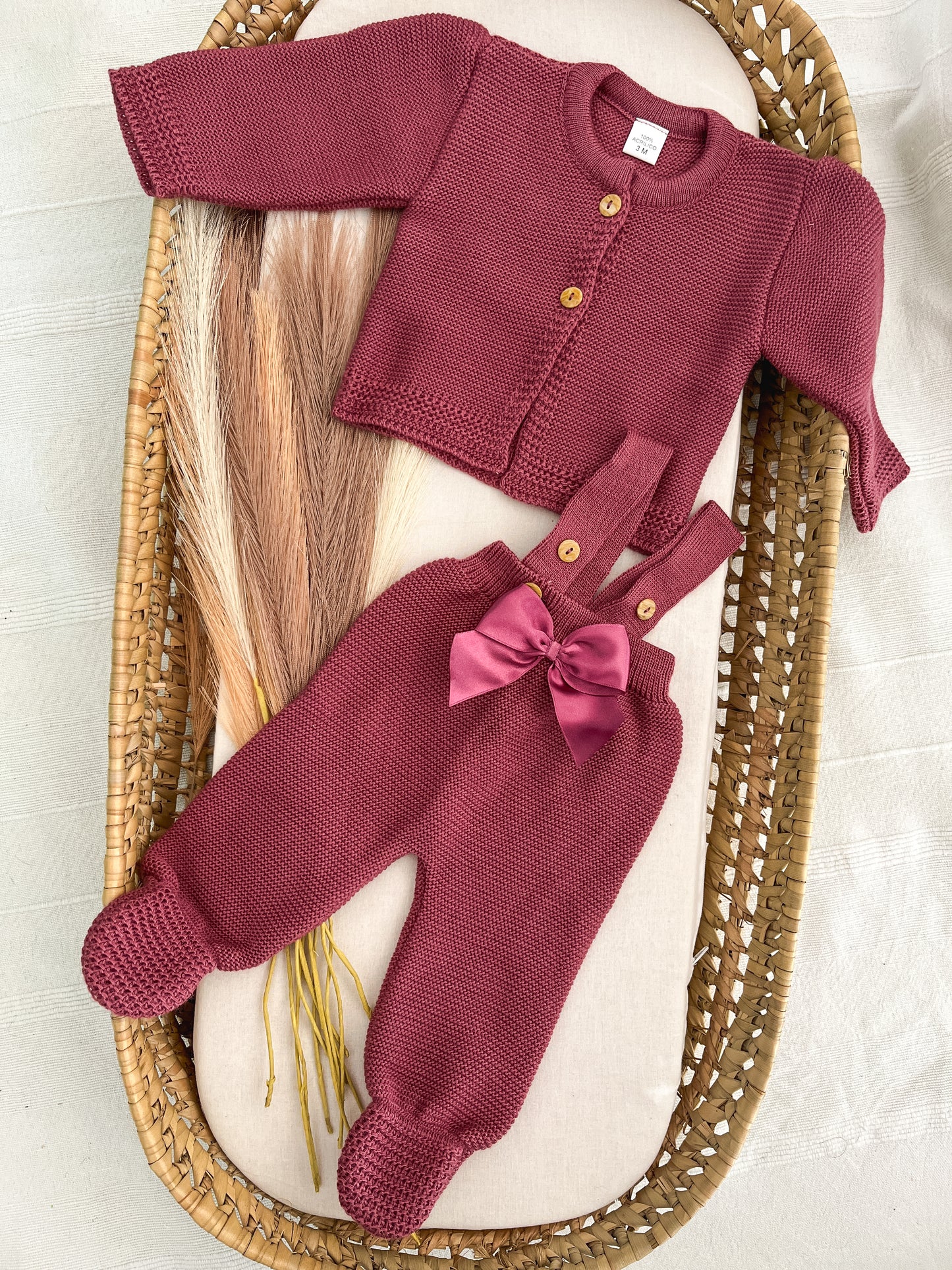 Conjunto de malha 2 peças bebé beringela