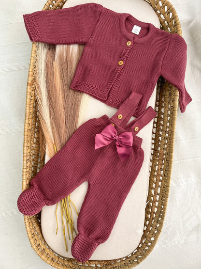 Conjunto de malha 2 peças bebé beringela