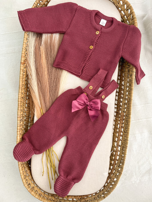 Conjunto de malha 2 peças bebé beringela