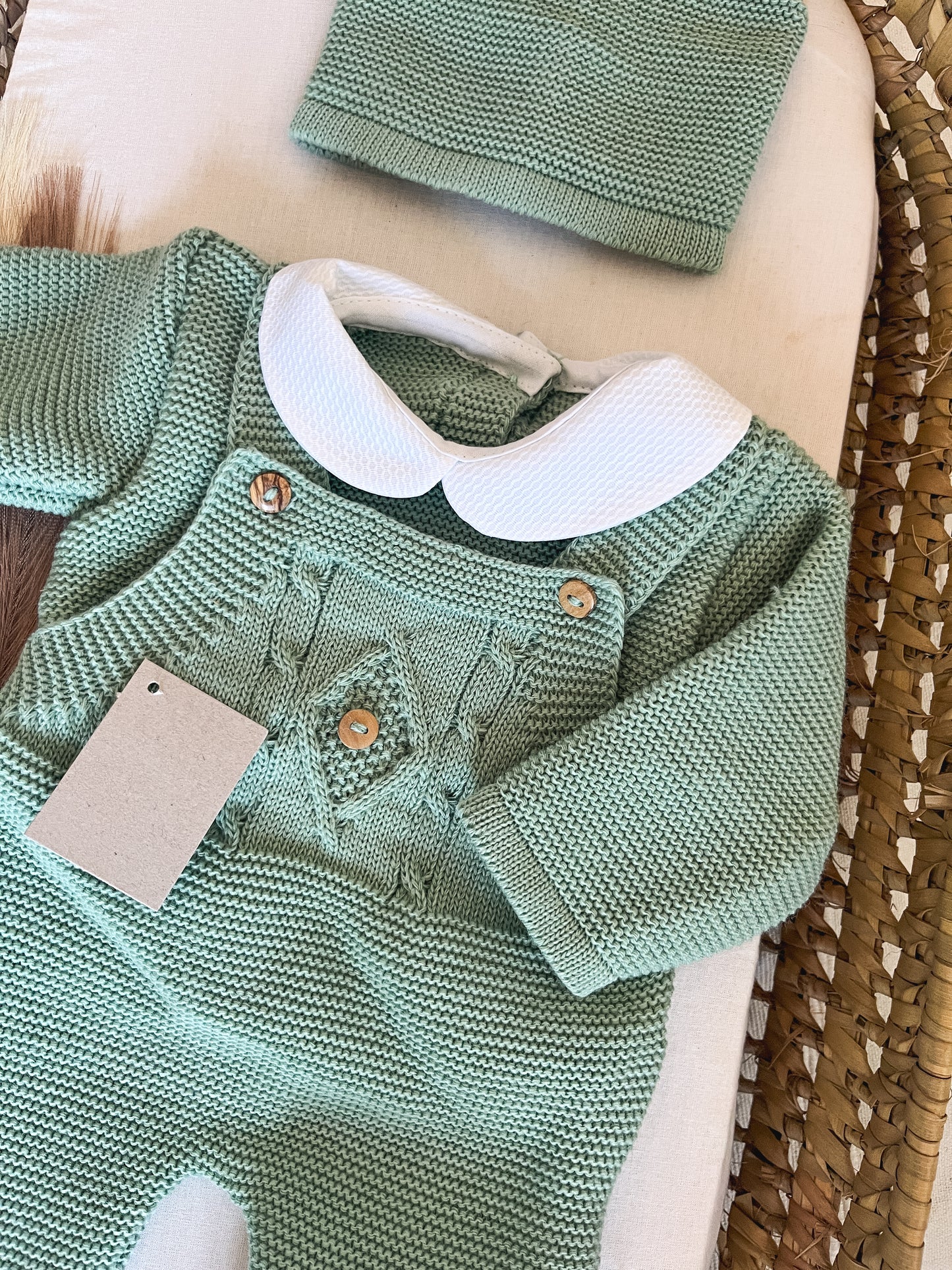 Conjunto de malha 3 peças bebé verde