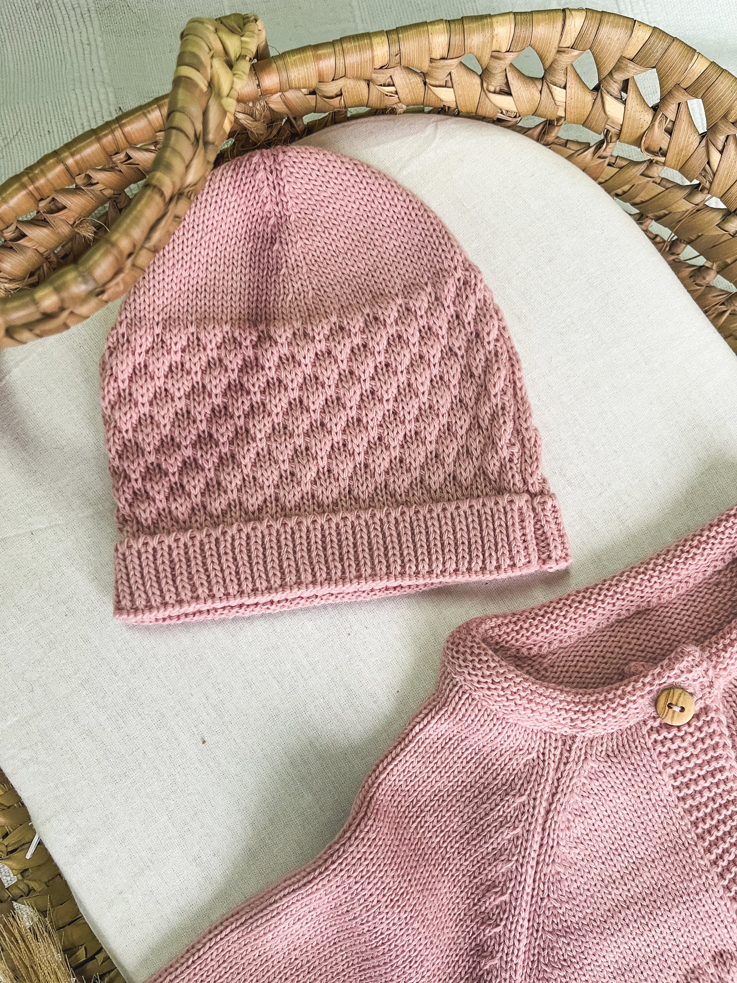 Conjunto de malha bebé 2 peças rosa velho