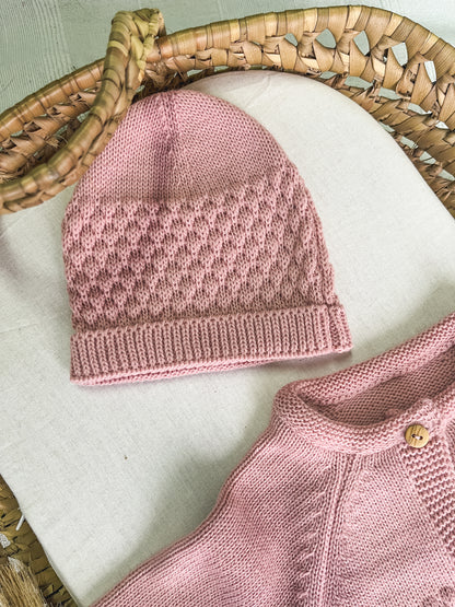 Conjunto de malha bebé 2 peças rosa velho