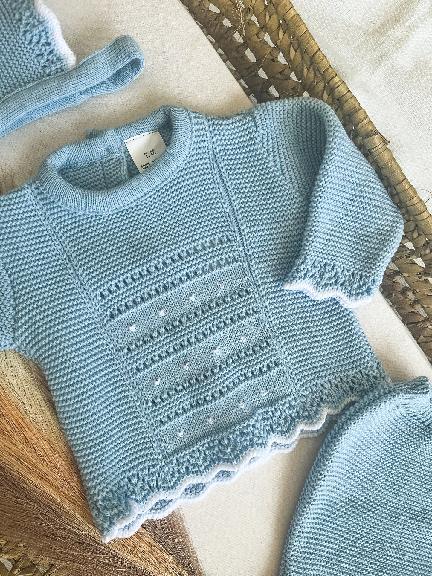 Conjunto de malha 3 peças bebé azul
