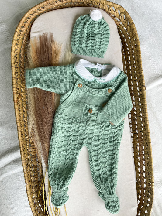Conjunto de malha 3 peças bebé verde