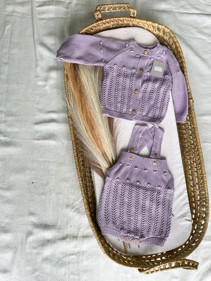 Conjunto de malha 2 peças bebé lavanda
