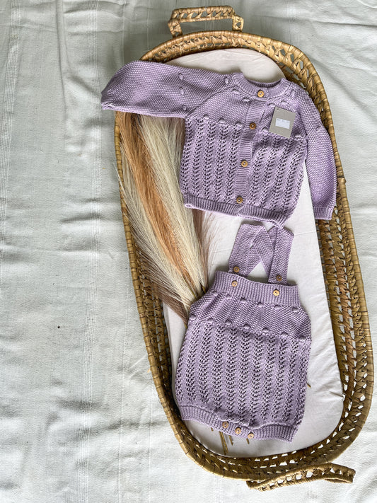 Conjunto de malha 2 peças bebé lavanda