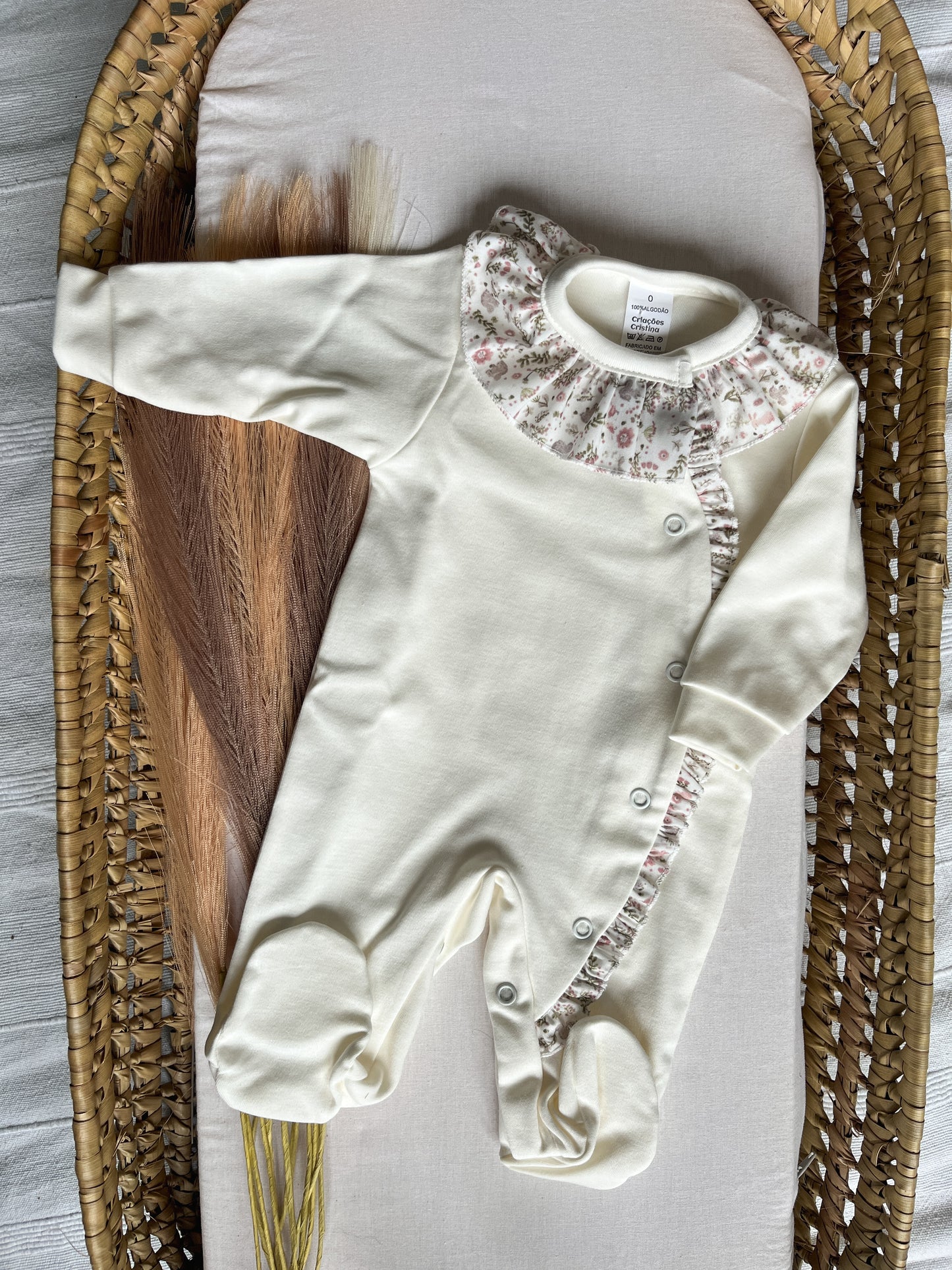 Babygrow de algodão bebé pérola