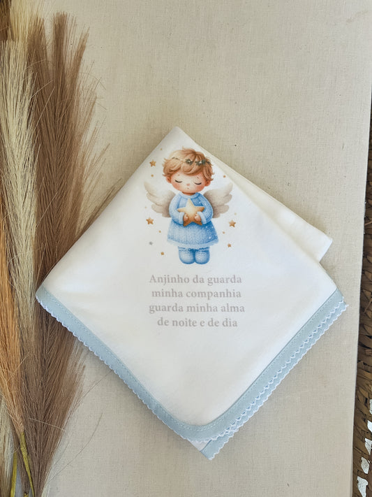 Fralda de pano bebé oração anjinho da guarda