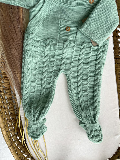 Conjunto de malha 3 peças bebé verde