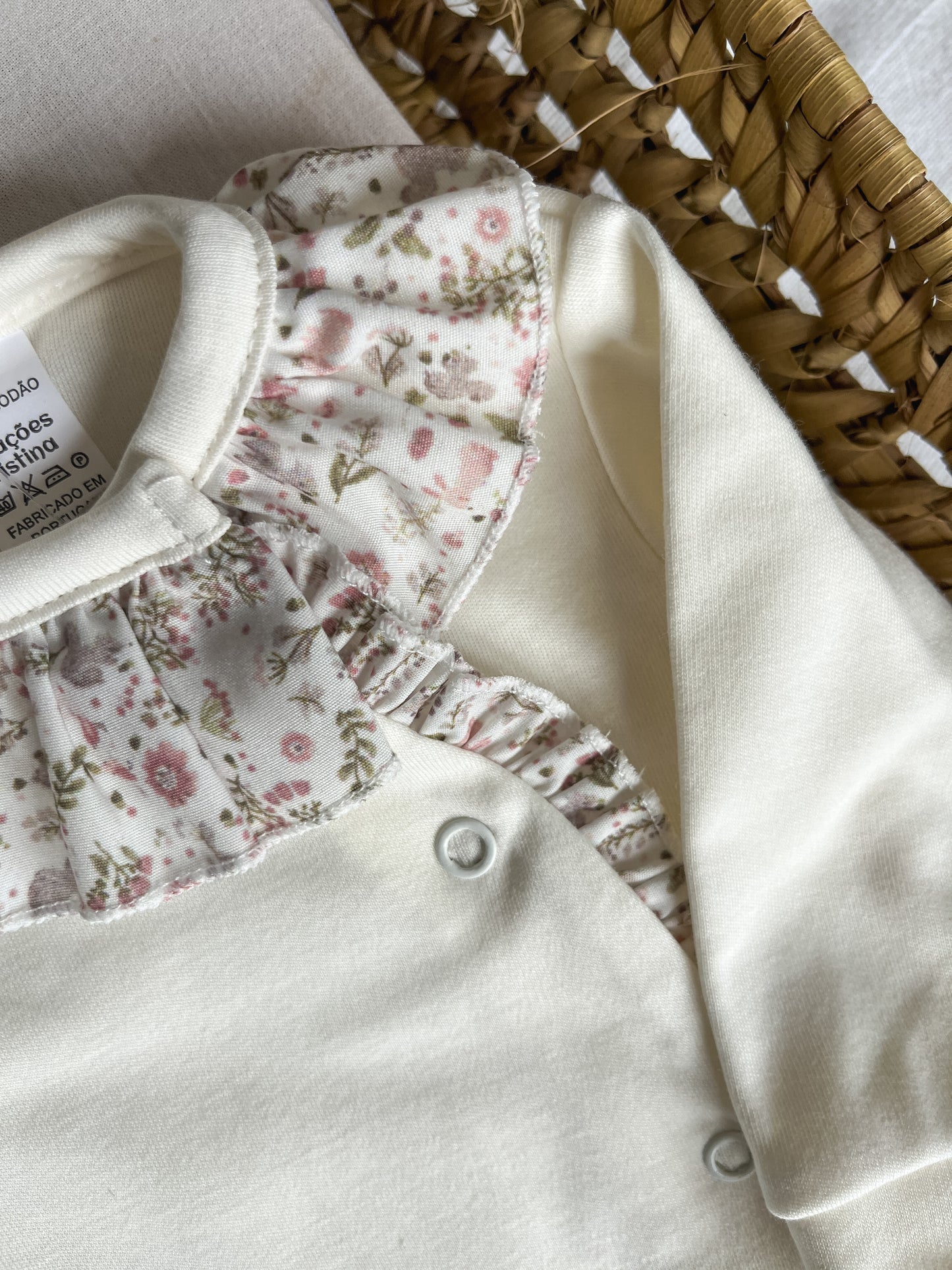 Babygrow de algodão bebé pérola