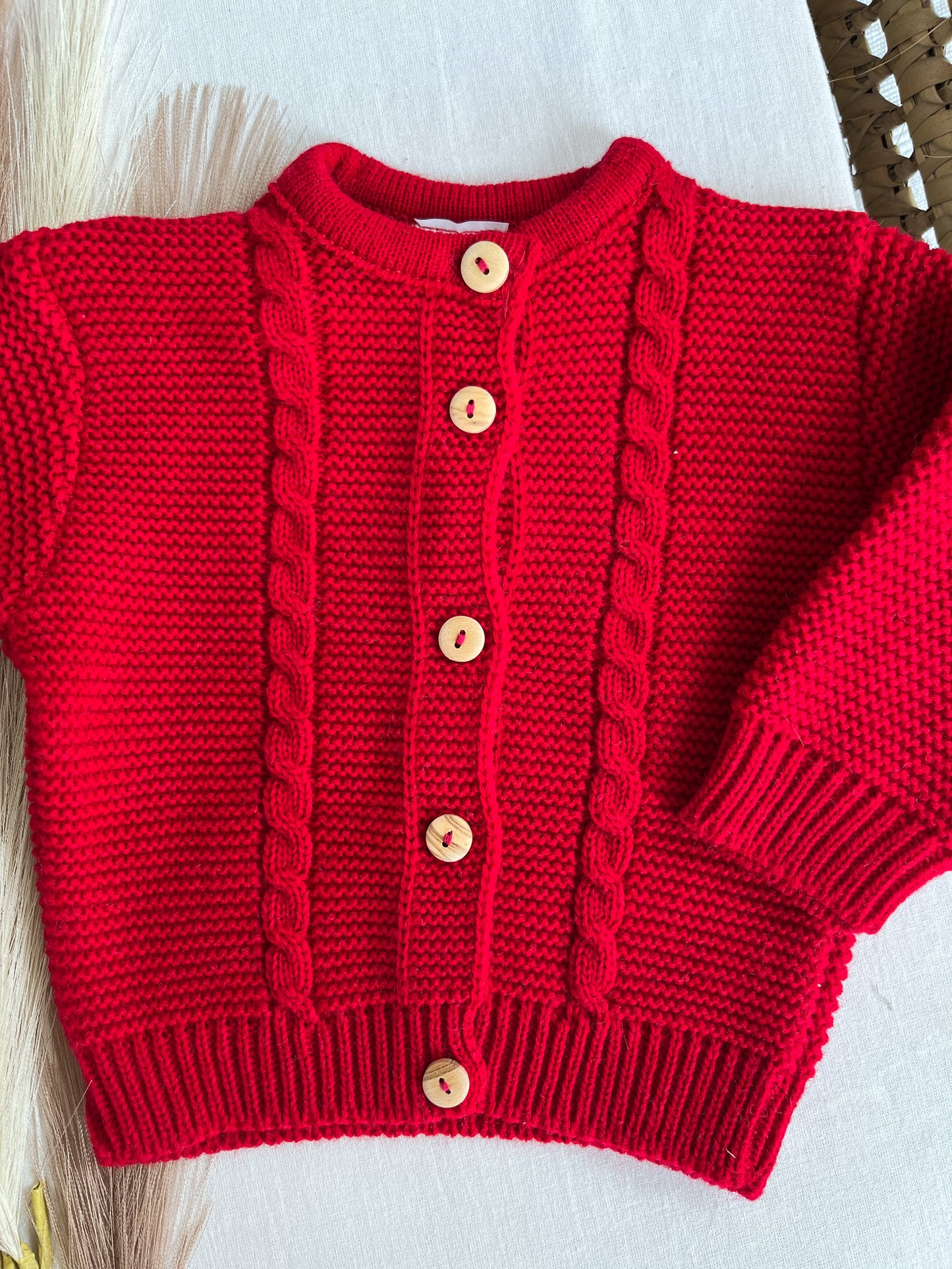 Casaco malha bebé vermelho