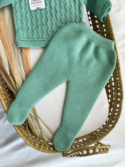 Conjunto de malha 3 peças bebé verde