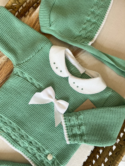 Conjunto de malha 3 peças bebé verde