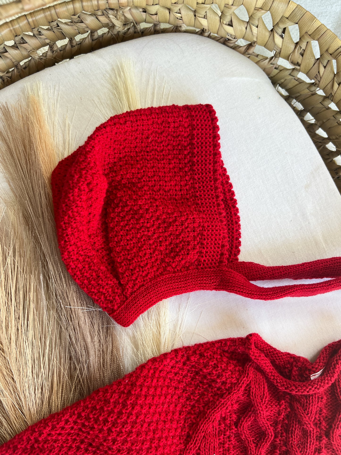Conjunto de malha saída de maternidade 2 peças vermelho