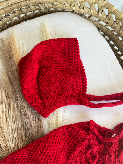 Conjunto de malha saída de maternidade 2 peças vermelho