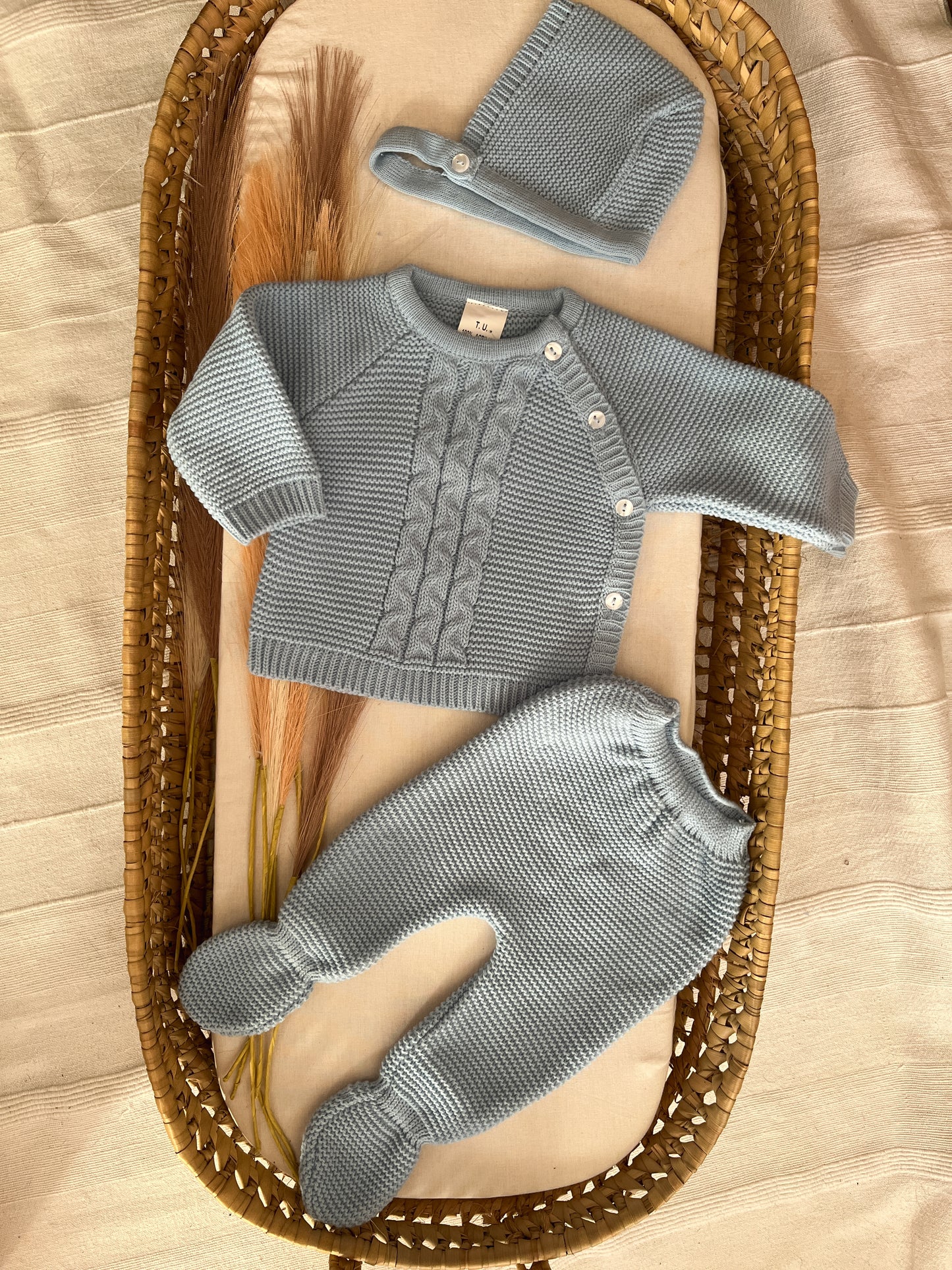 Conjunto de malha 3 peças bebé azul