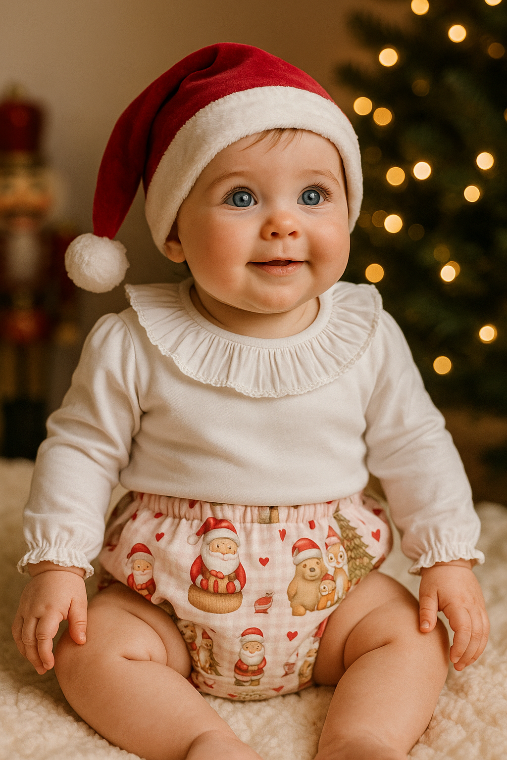 Tapa fralda reversível Natal veludo unissexo